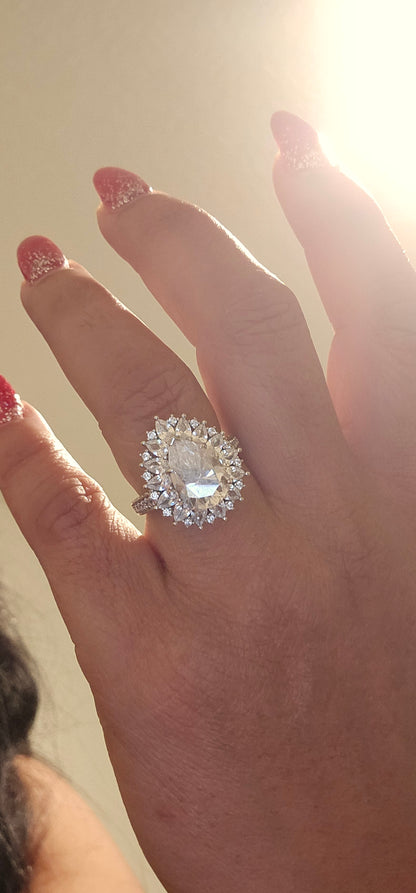 4ct Pear shape Iced out Ring #MS1213