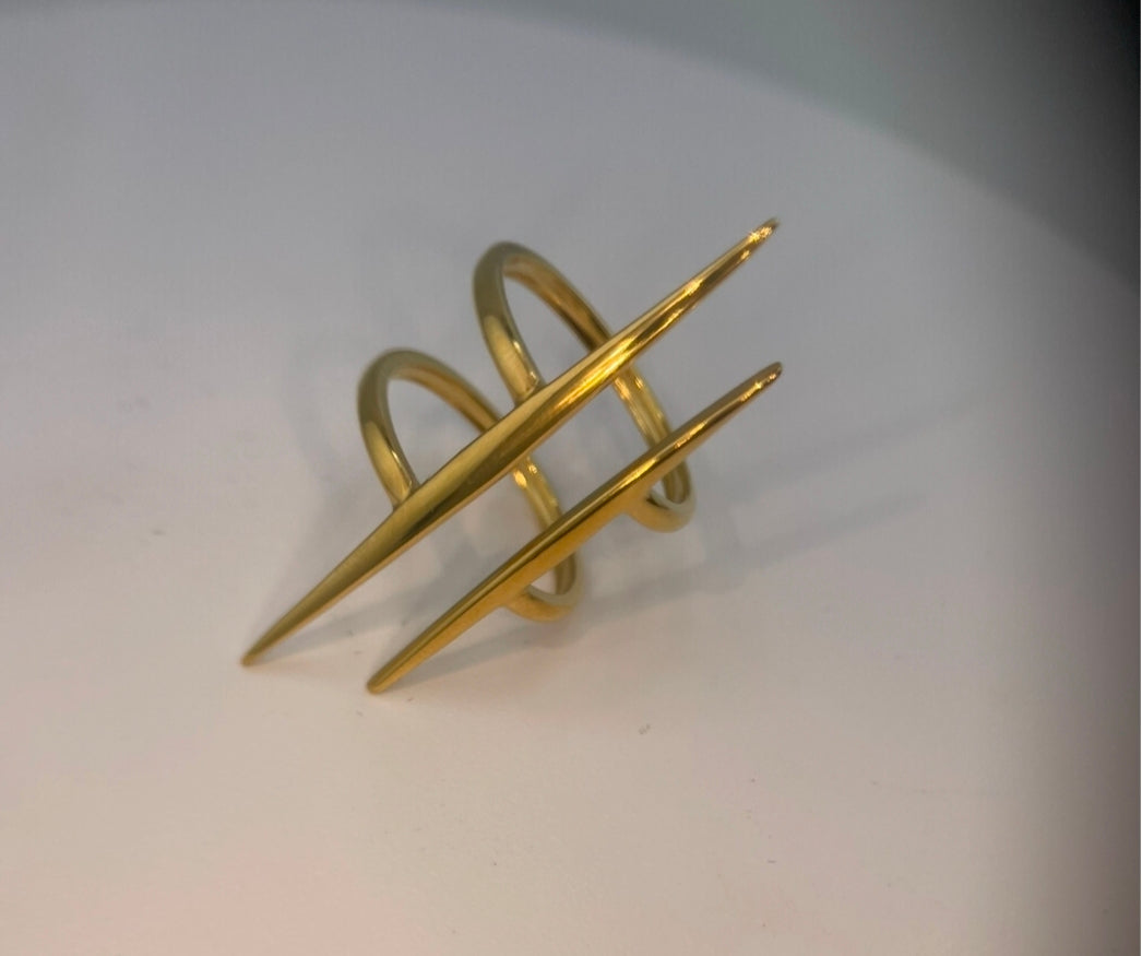 18k Gold Plated adjustable ring, Geometric Item#JDRW2408001