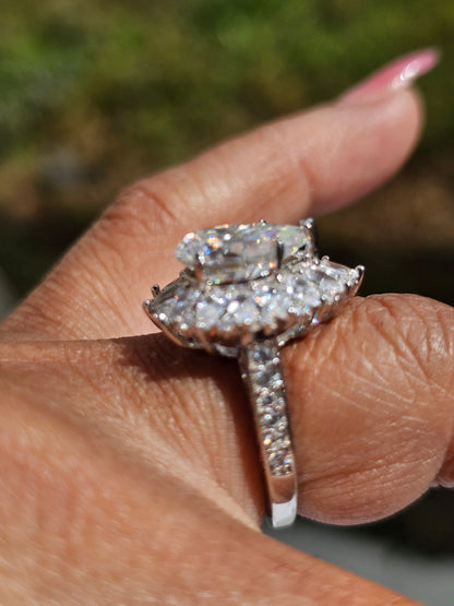 4ct Pear shape Iced out Ring #MS1213