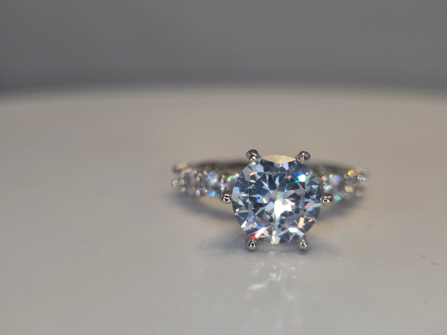 Luxury Silver Plated Brilliant round cut side diamonds Item#F1393