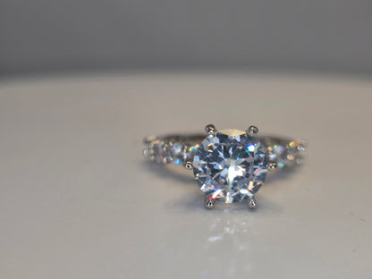 Luxury Silver Plated Brilliant round cut side diamonds Item#F1393