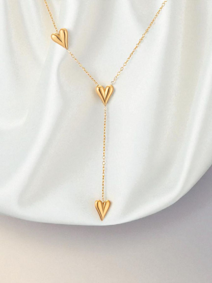 "Hearts" Necklace, 18K Gold Plated Steel Item# 90331-0