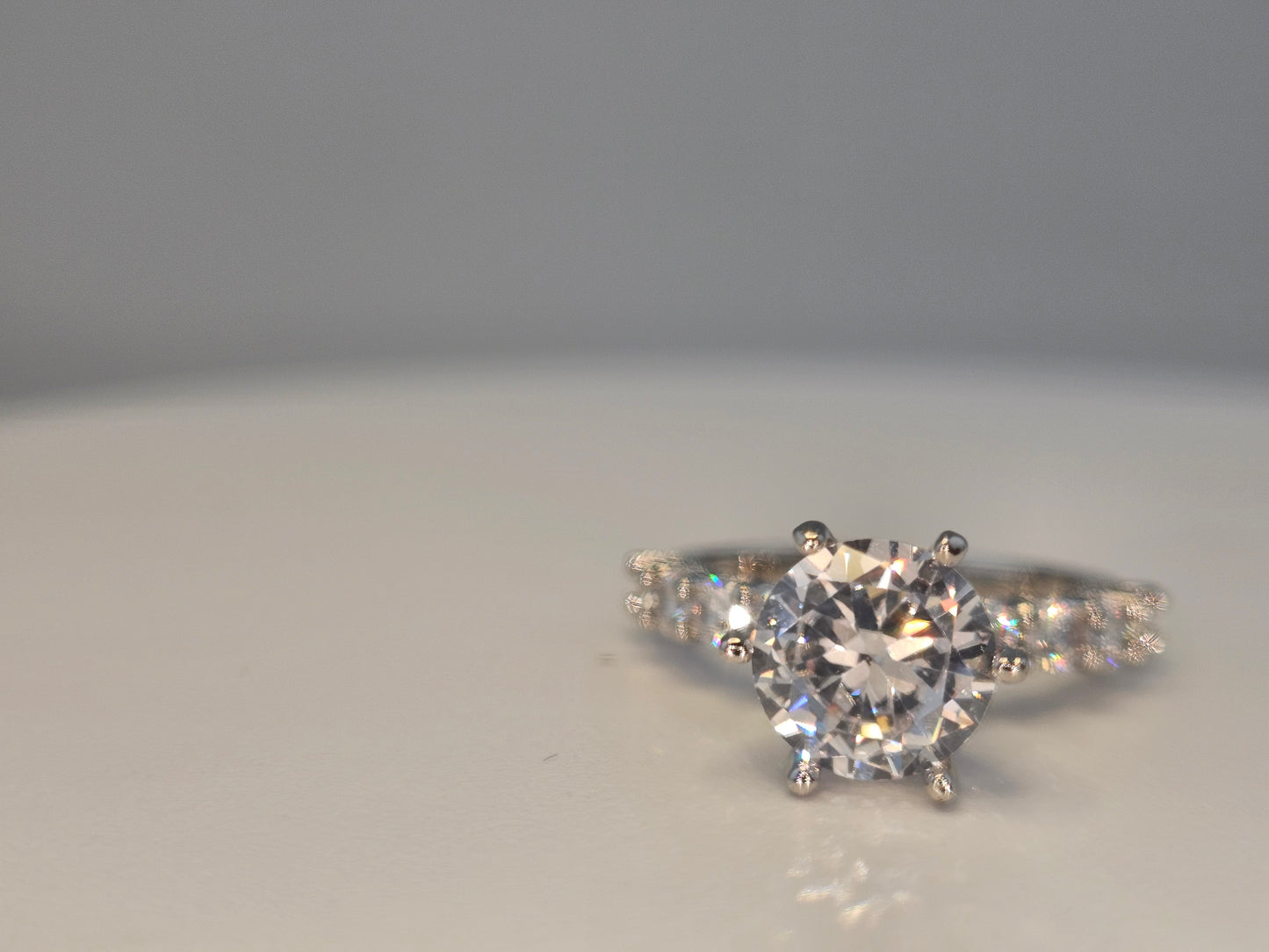 Luxury Silver Plated Brilliant round cut side diamonds Item#F1393