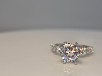 Luxury Silver Plated Brilliant round cut side diamonds Item#F1393