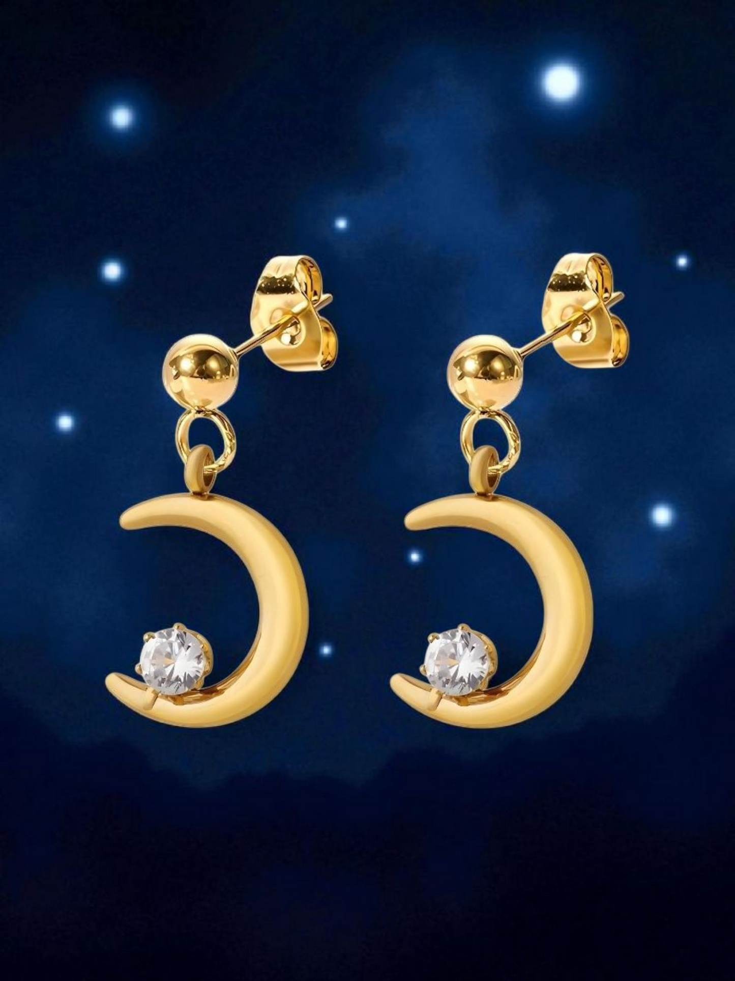 Crescent" Earrings, 18K Gold Plated Steel.  89612-0  (Waterproof) Hot