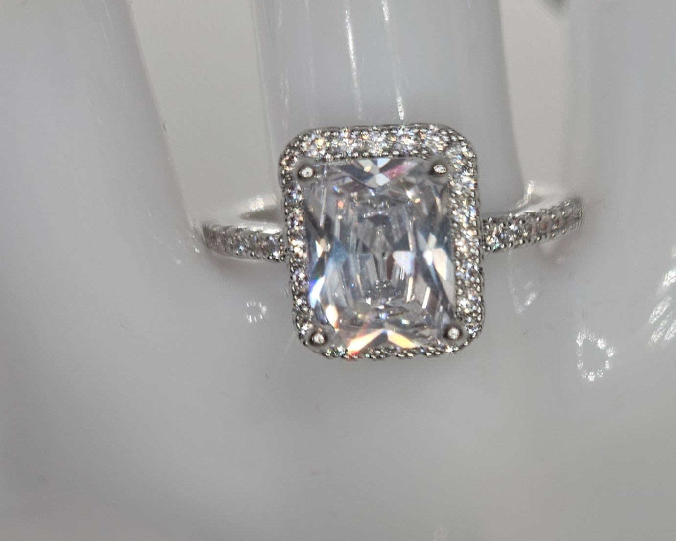 Emerald Cut Quality Silver color Item#F1816