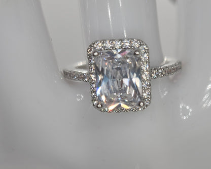 Emerald Cut Quality Silver color Item#F1816