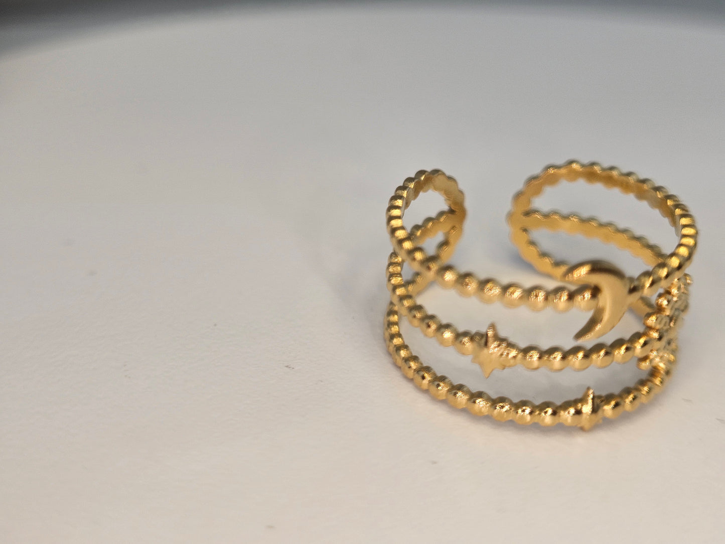 18K Gold Plated Golden Star Moon Ring Open adjustable ring Item#NH42521635 $29.00