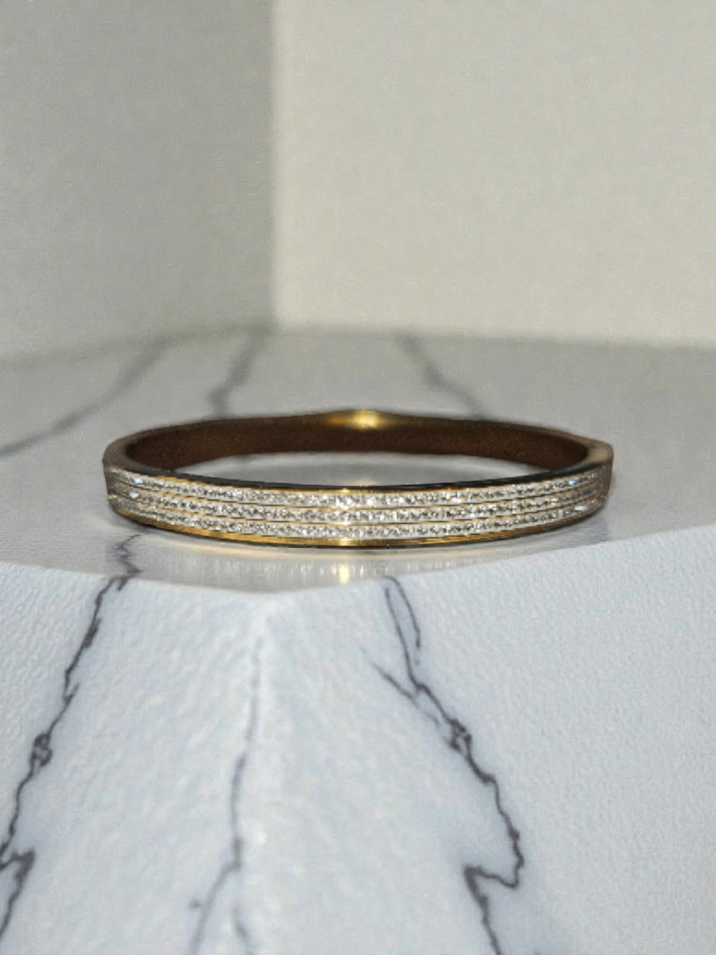 Gold Full Zircon titanium steel bangles #ItemC008