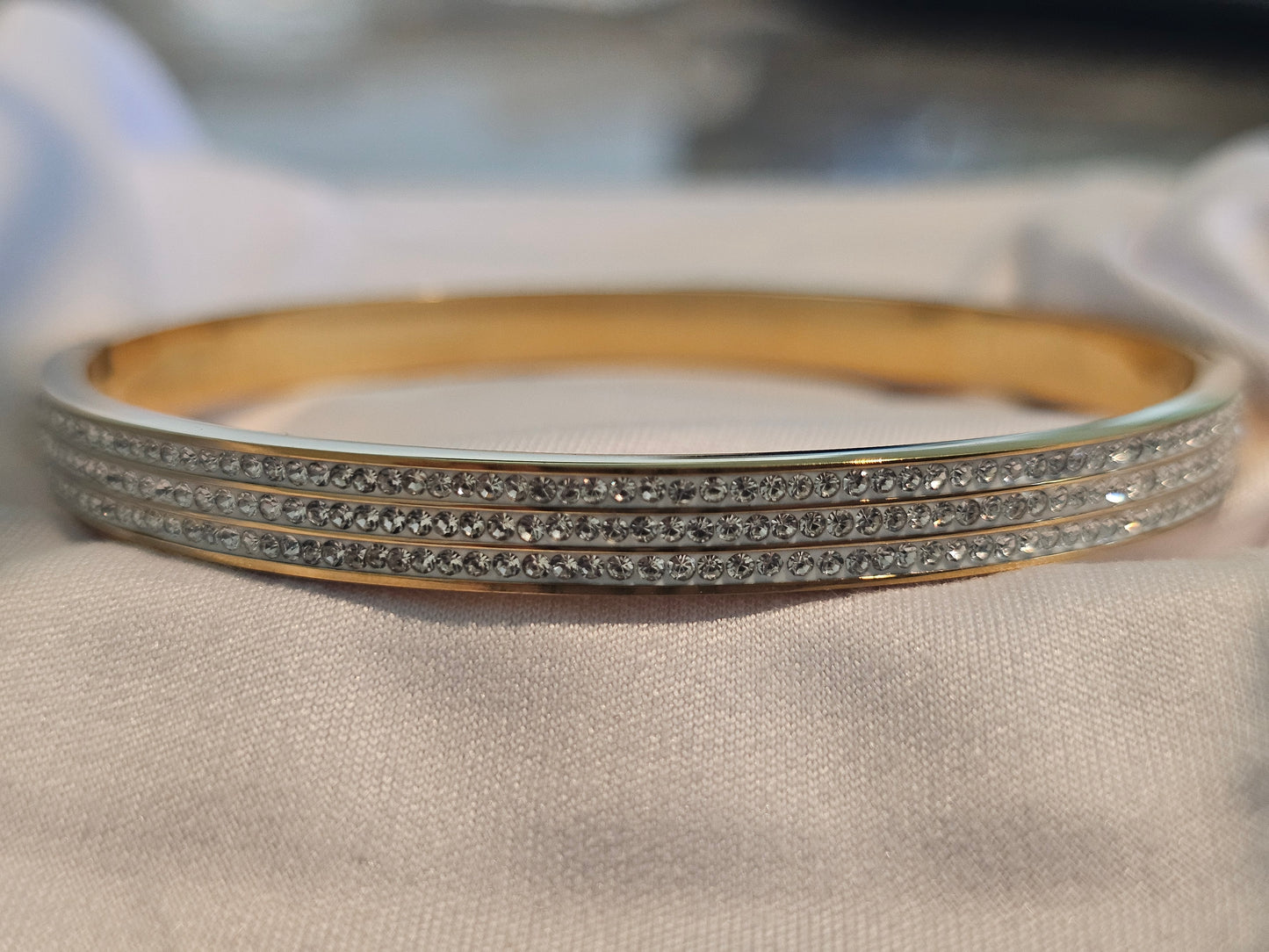 Gold Full Zircon titanium steel bangles #ItemC008