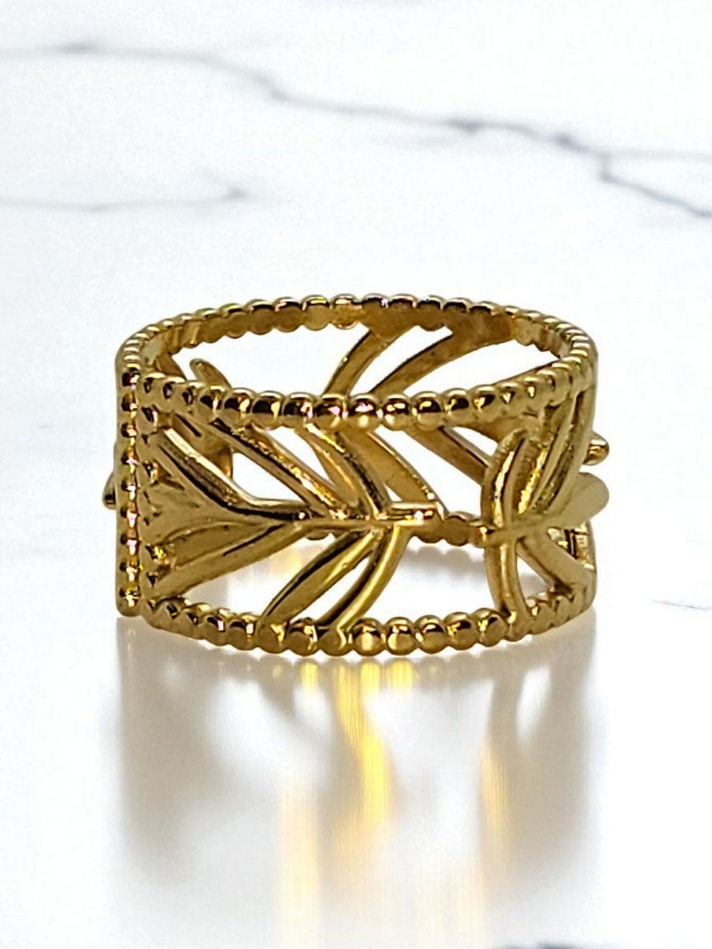 Geometric-Golden Leaf Ring -Item# NH42521643