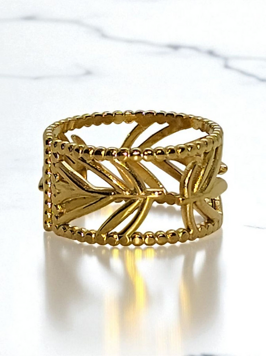 Geometric-Golden Leaf Ring -Item# NH42521643