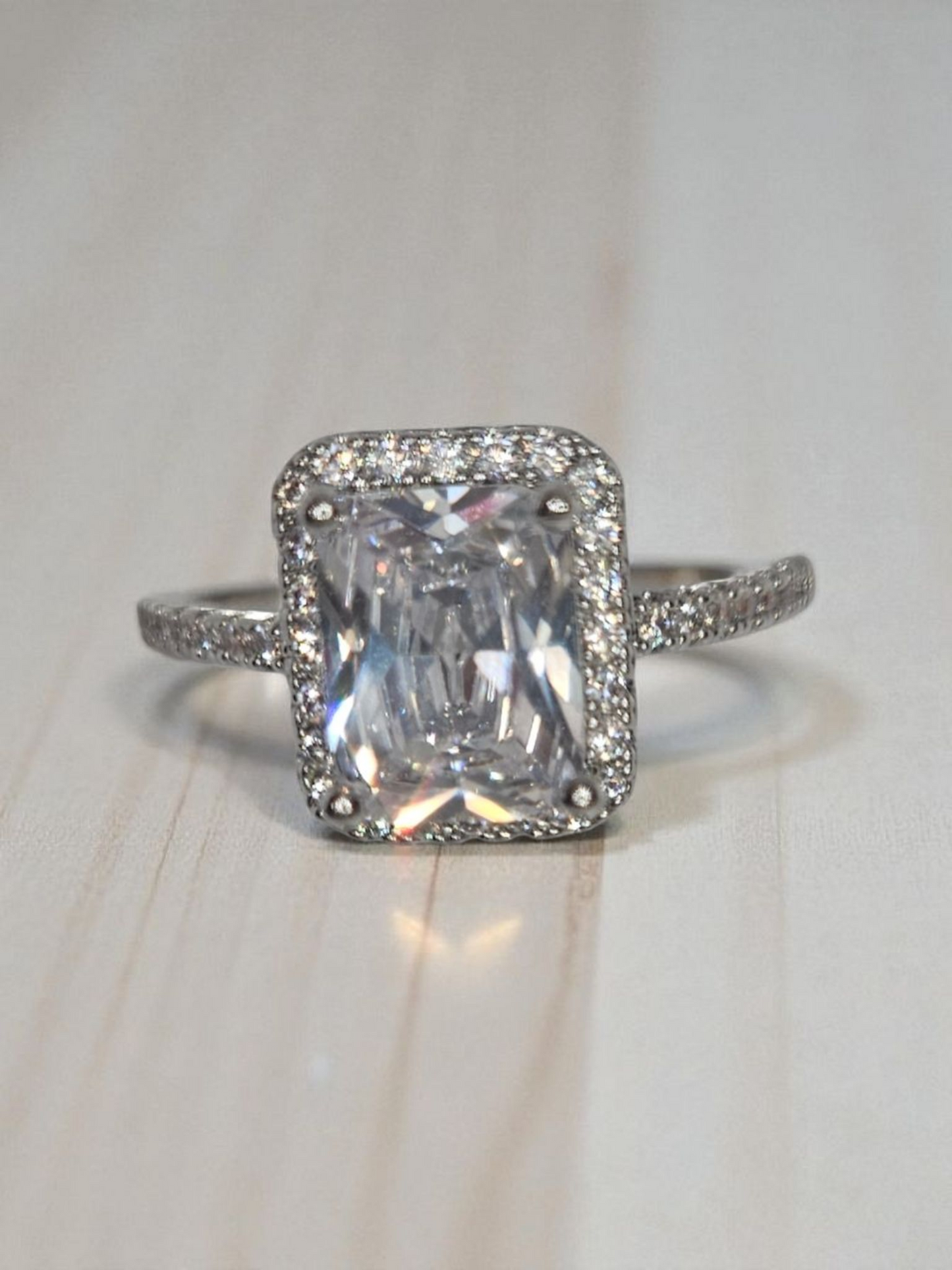 Emerald Cut Quality Silver color Item#F1816