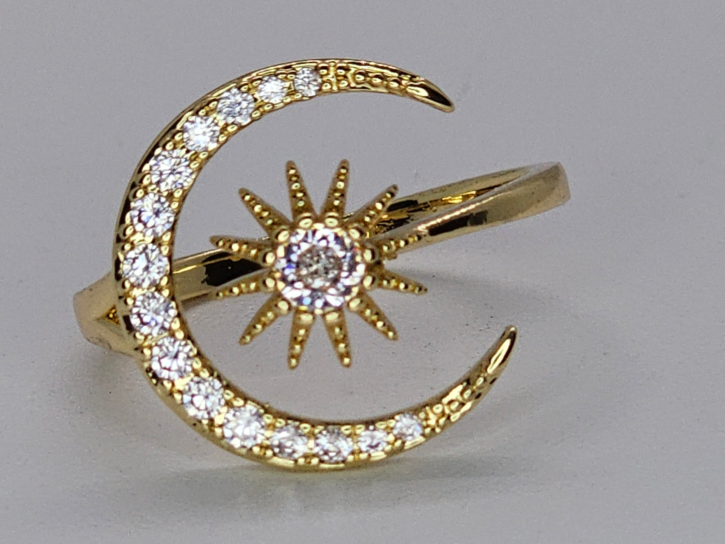 Crescent moon and star adjustable ring. ITEM# Q486 $16.99