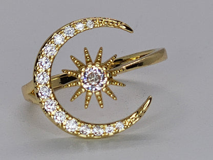 Crescent moon and star adjustable ring. ITEM# Q486 $16.99