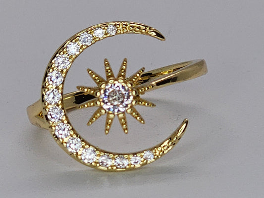 Crescent moon and star adjustable ring. ITEM# Q486 $16.99