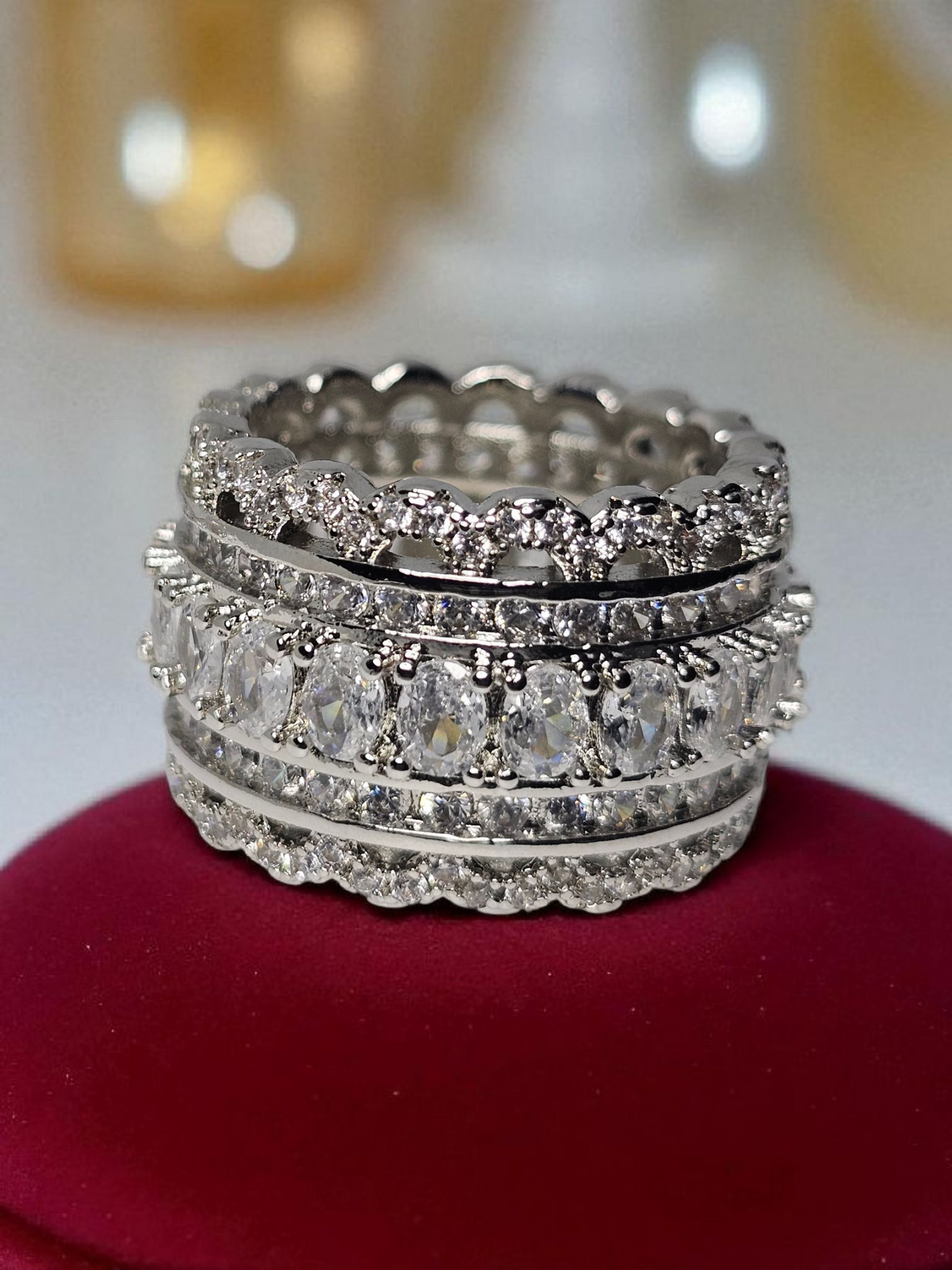 Luxury Wide Circle White Gold Plated Rings Oval Cut Item# J0024  $39.99