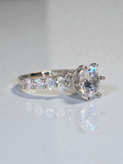 Luxury Silver Plated Brilliant round cut side diamonds Item#F1393