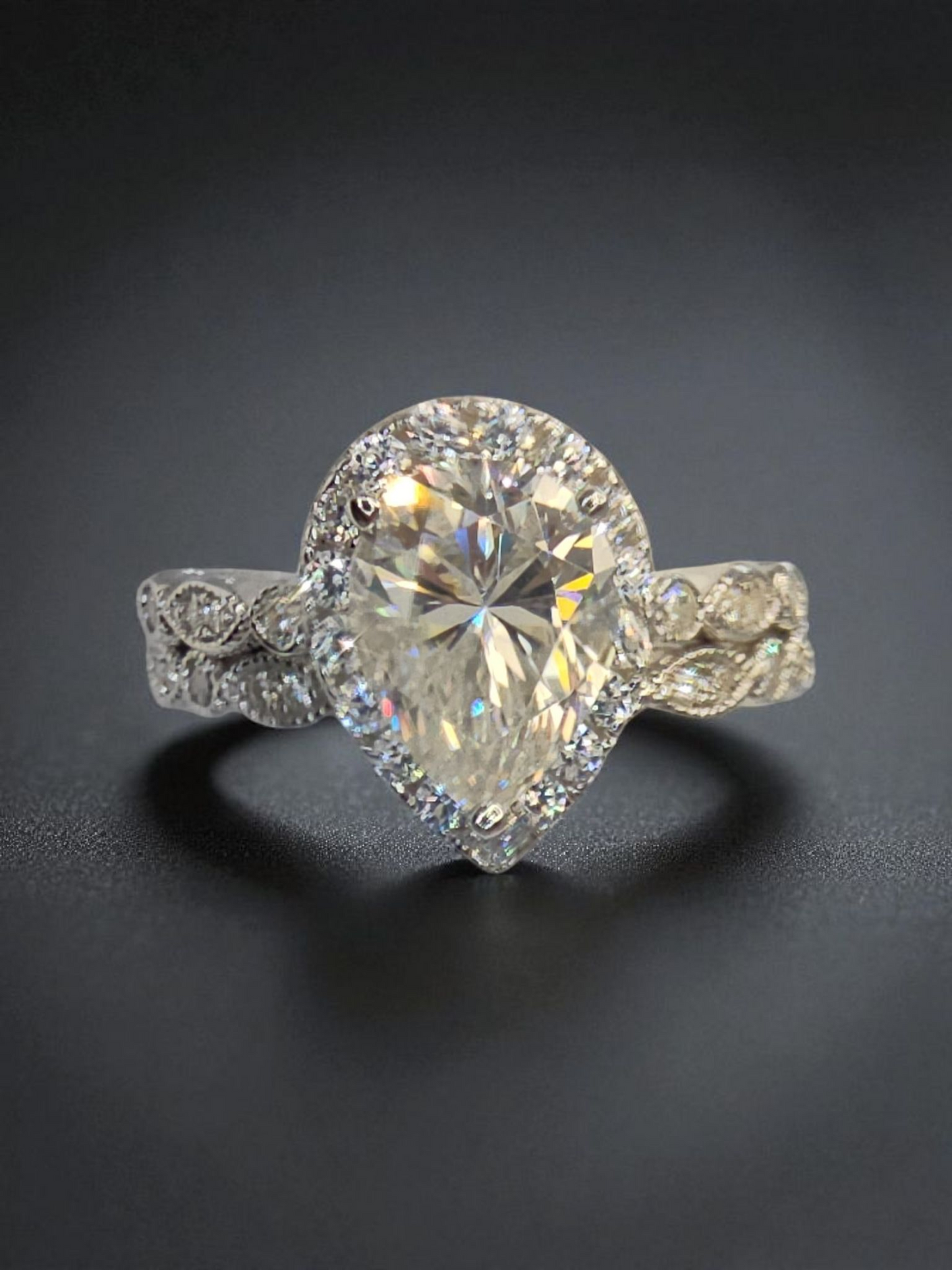 Double Stack Moissanite Pear Shape Ring S925 Sterling Silver Item# RGO19557 $199.00