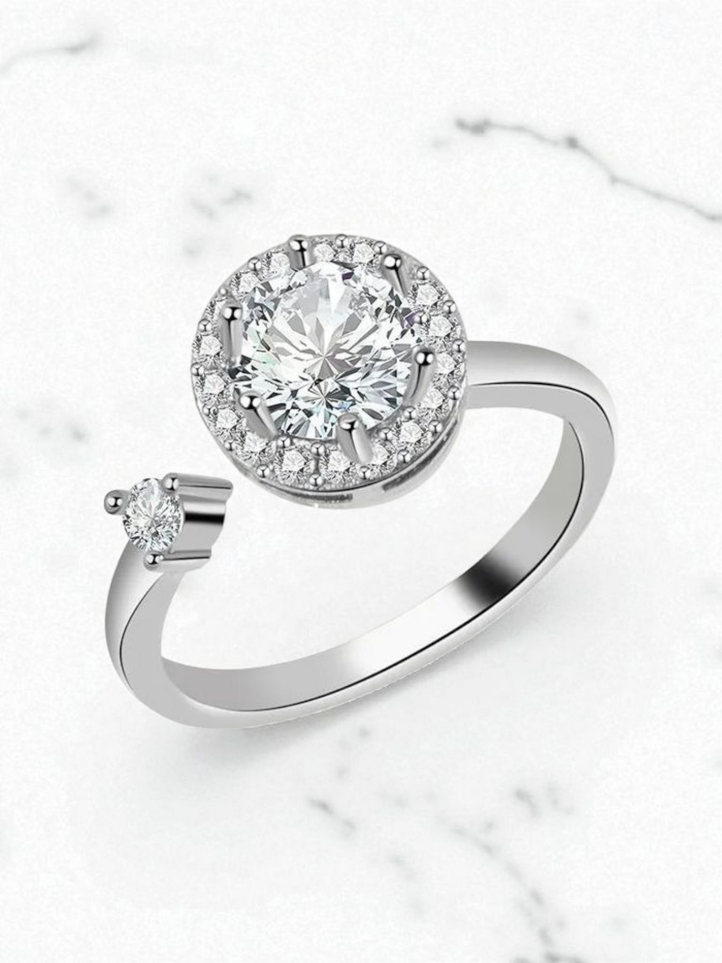 Fidget ring-White Gold Color Item#Nj1043 with Adjustable Opening-Spins for Anxiety relief