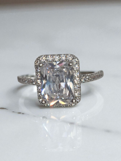 Emerald Cut Quality Silver color Item#F1816