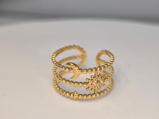 18K Gold Plated Golden Star Moon Ring Open adjustable ring Item#NH42521635 $29.00