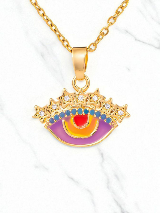 "Evil Eye" Necklace, 18K Gold Plated Steel Item# 87889-0