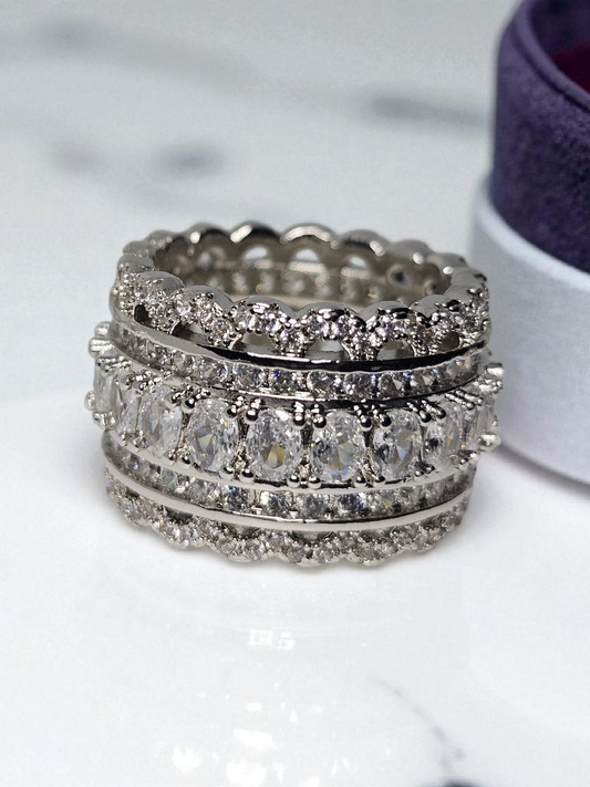 Luxury Wide Circle White Gold Plated Rings Oval Cut Item# J0024  $39.99