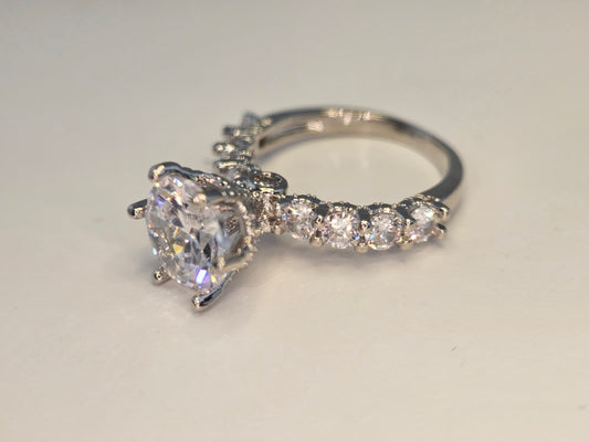 Luxury Silver Plated Brilliant round cut side diamonds Item#F1393