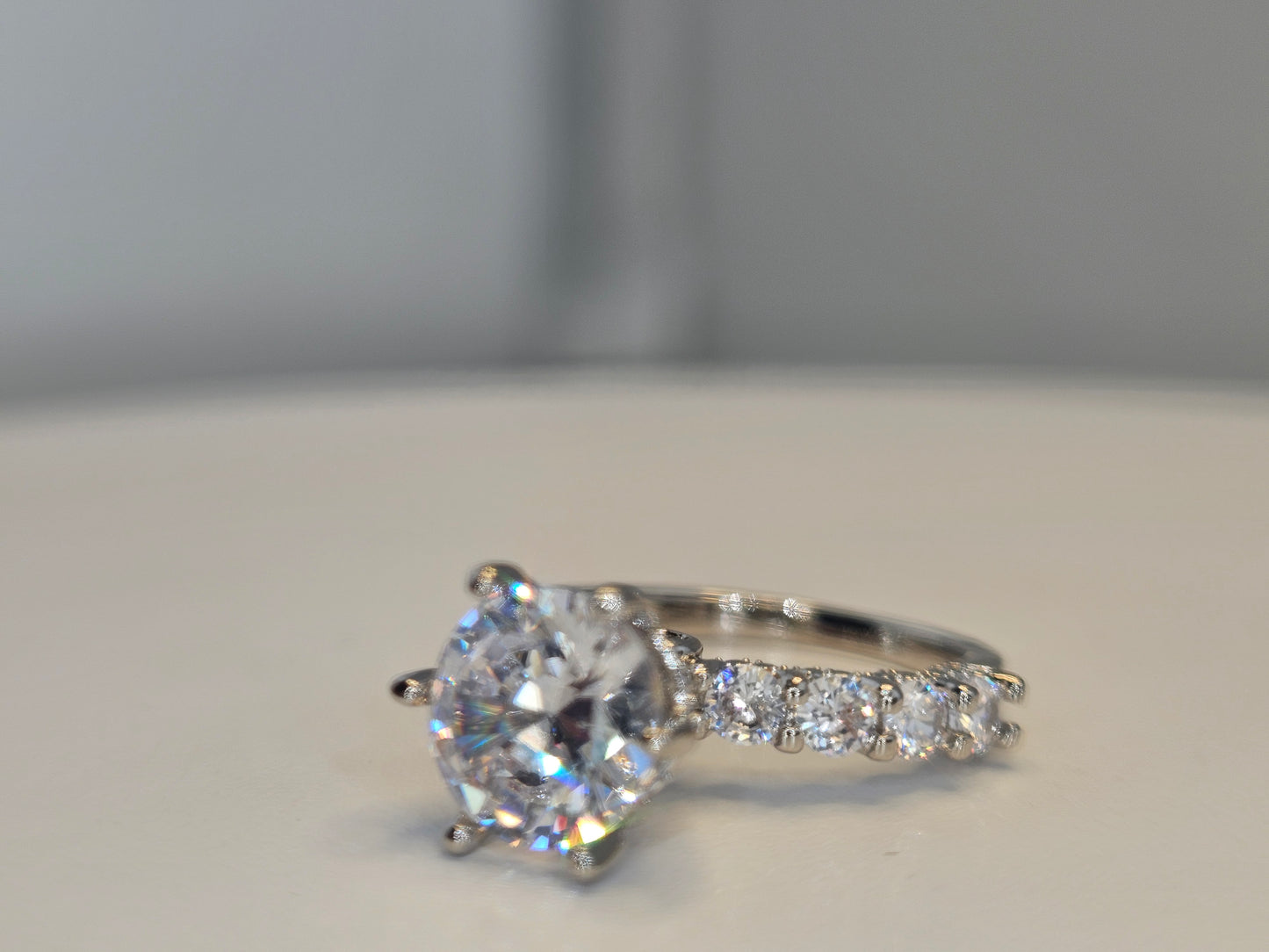 Luxury Silver Plated Brilliant round cut side diamonds Item#F1393