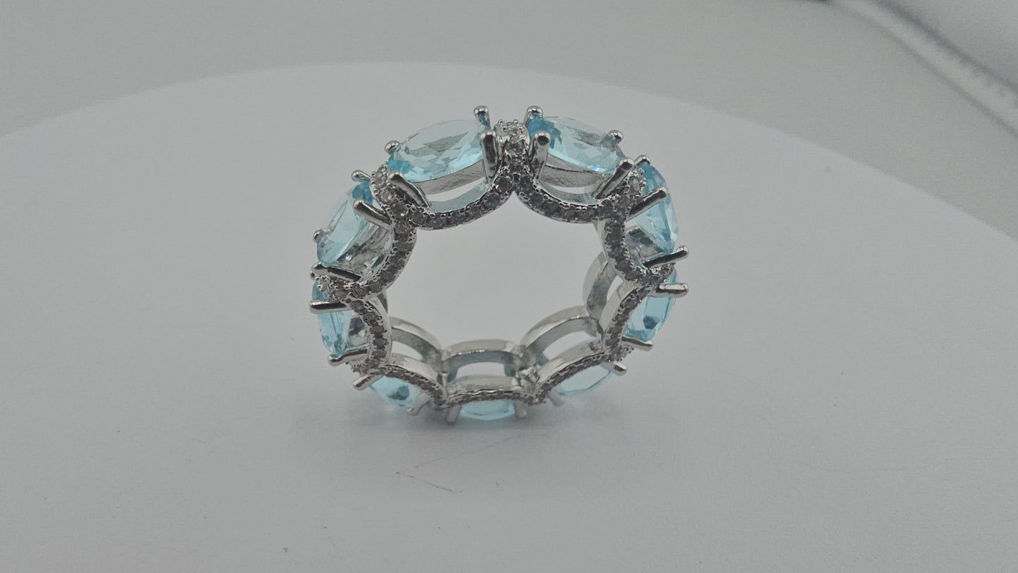 Vintage Aquamarine Ring Luxury Crystal Item#20211225-1 $50
