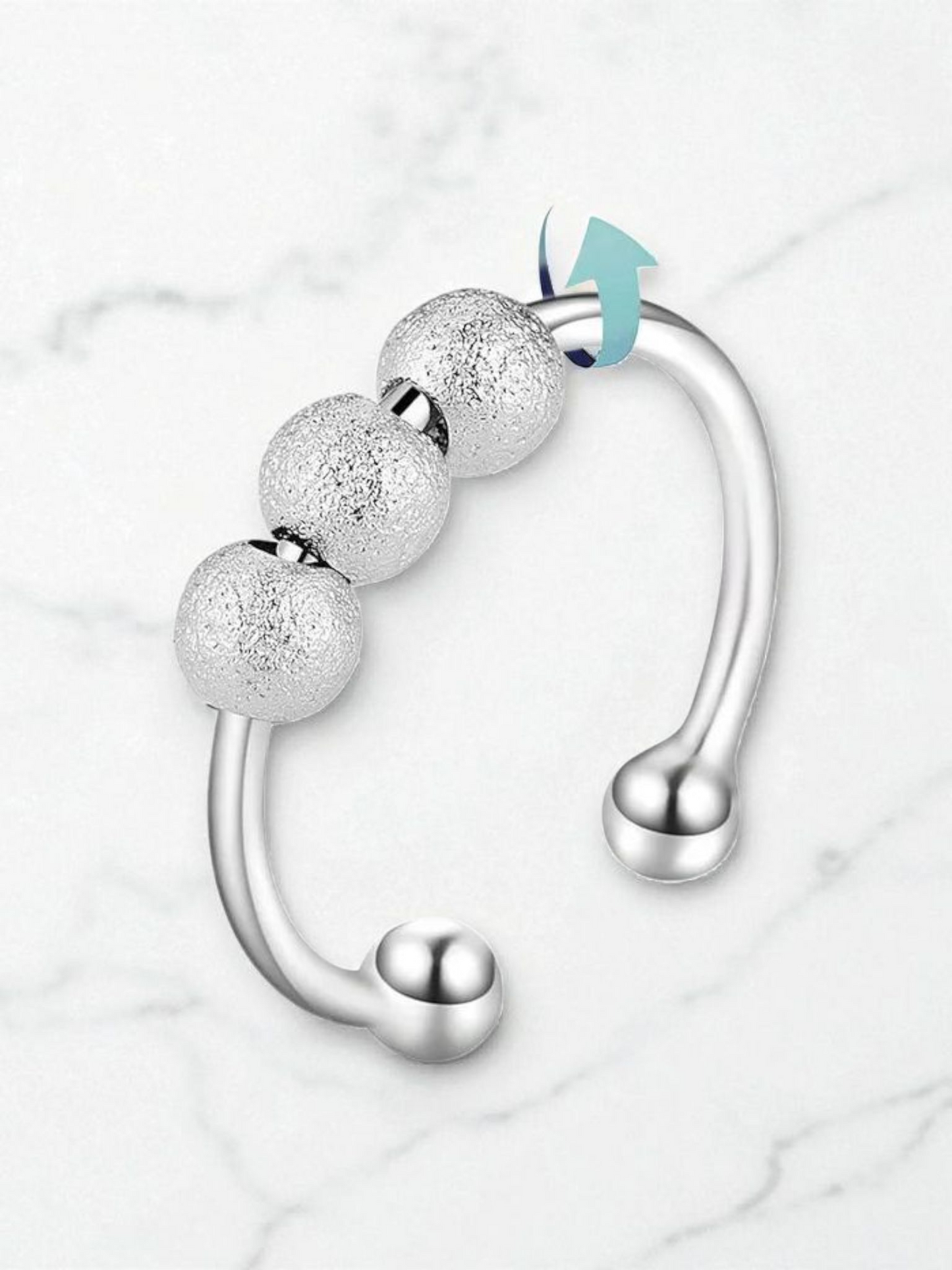 Fidget ring white Gold Color Item# Aj001 Adjustable Opening Anxiety relief