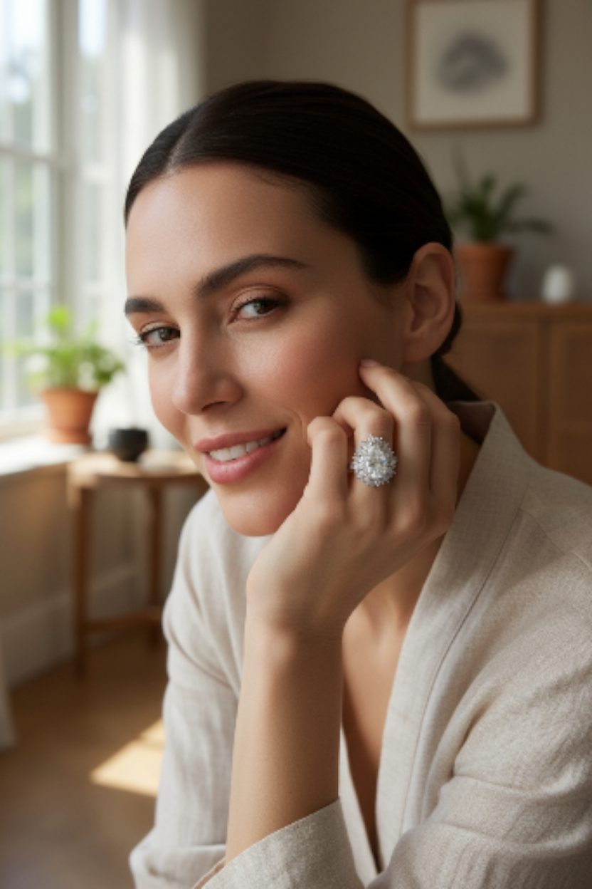 4ct Pear shape Iced out Ring #MS1213